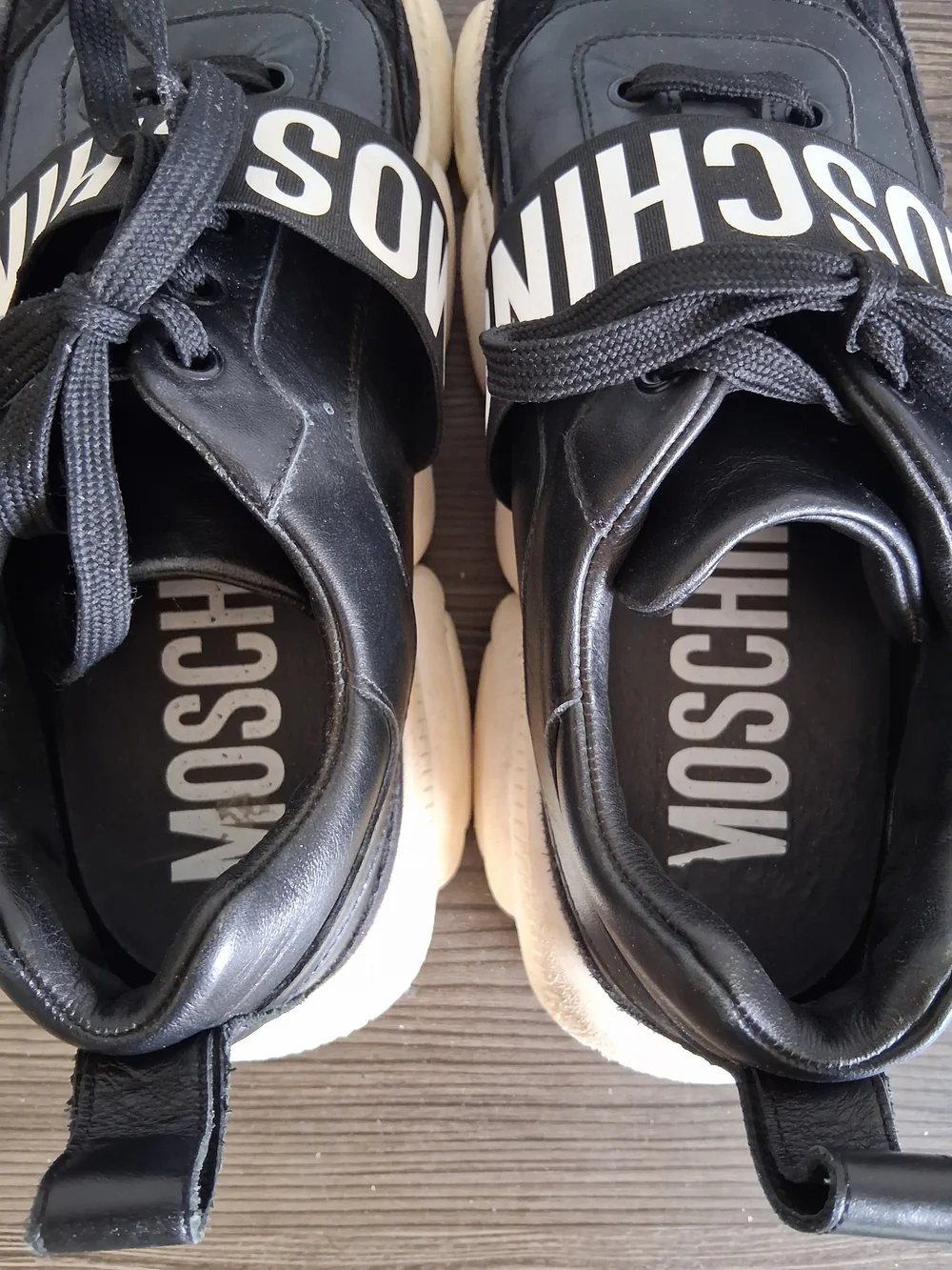 Moschino Teddy Sole Leather Low-Top Sneakers - Black - US Men's 8 / EU 41